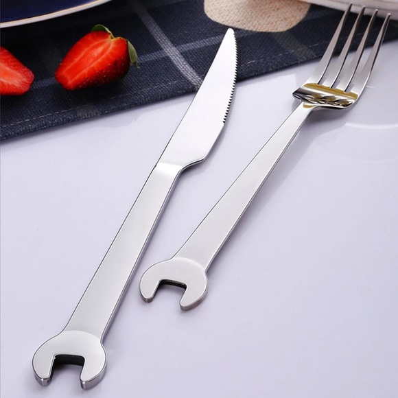 🍒 6PC SILVERWARE TOOLS WRENCH SPOON FORK KNIFE SET BUNDLE MEN GIFT DINNER GUY - Picture 7 of 9